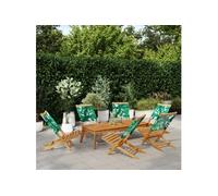 Vidaxl Chaises De Jardin Pliantes Lot De 6 Vert Tissu Et Bois Massif