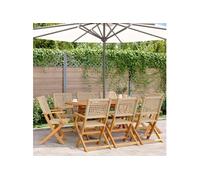 Chaises de jardin pliantes lot de 8 beige rotin et bois massif