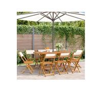 Chaises de jardin pliantes lot de 8 tissu et bois massif, siège de jardin, chaise de patio, chaise à manger de 3214612