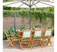 Chaises de jardin pliantes lot de 8 vert tissu et bois massif G