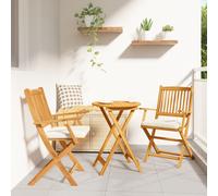 Chaises De Jardin Pliantes Vidaxl Avec Coussin Blanc 2 Pièces En Bois D'acacia Solide
