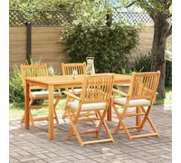 Chaises De Jardin Pliantes Vidaxl Avec Coussin Blanc 4 Pièces En Bois D'acacia Solide