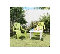 vidaXL Lot de 2 Chaises de Jardin pour Enfants, Fauteuil avec Accoudoirs, Sièges avec Dossier, Meubles de Terrasse Patio Extérieur, Vert PP