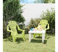 vidaXL Lot de 2 Chaises de Jardin pour Enfants, Fauteuil avec Accoudoirs, Sièges avec Dossier, Meubles de Terrasse Patio Extérieur, Vert PP