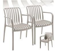 Chaises de jardin - TECTAKE - Lot de 2 chaises ALCUDIA empilables et résistantes aux intempéries 54,5 x 58 x 80,5 cm - Taupe