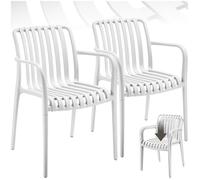 Chaises de jardin - TECTAKE - Lot de 2 chaises ALCUDIA empilables et résistantes aux intempéries 54,5 x 58 x 80,5 cm - Crème