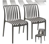 Chaises de jardin - TECTAKE - Lot de 2 chaises ALCUDIA empilables résistantes aux intempéries 47 x 58 x 80,5 cm - Gris anthracite