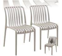Chaises de jardin - TECTAKE - Lot de 2 chaises ALCUDIA empilables résistantes aux intempéries 47 x 58 x 80,5 cm - Taupe