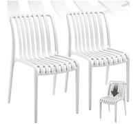 Chaises de jardin - TECTAKE - Lot de 2 chaises ALCUDIA empilables résistantes aux intempéries 47 x 58 x 80,5 cm - Crème