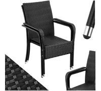 Chaises de jardin - TECTAKE - Lot de 2 fauteuils de repas d'extérieur en rotin résistants aux UVs 58 x 67 x 90 cm - Noir