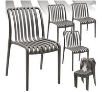 Chaises de jardin - TECTAKE - Lot de 4 chaises ALCUDIA empilables et résistantes aux intempéries 47 x 58 x 80,5 cm - Gris anthracite