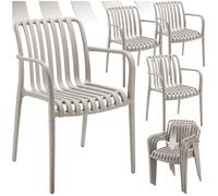 Chaises de jardin - TECTAKE - Lot de 4 chaises ALCUDIA empilables et résistantes aux intempéries 54,5 x 58 x 80,5 cm - Taupe