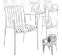 Chaises de jardin - TECTAKE - Lot de 4 chaises ALCUDIA empilables et résistantes aux intempéries 54,5 x 58 x 80,5 cm - Crème
