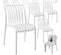 Chaises de jardin - TECTAKE - Lot de 4 chaises ALCUDIA empilables résistantes aux intempéries 47 x 58 x 80,5 cm - Crème
