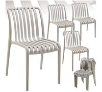 Chaises de jardin - TECTAKE - Lot de 4 chaises ALCUDIA empilables résistantes aux intempéries 47 x 58 x 80,5 cm - Taupe