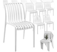 Chaises de jardin - TECTAKE - Lot de 6 chaises ALCUDIA empilables et résistantes aux intempéries 47 x 58 x 80,5 cm - Crème