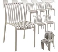 Chaises de jardin - TECTAKE - Lot de 6 chaises ALCUDIA empilables et résistantes aux intempéries 47 x 58 x 80,5 cm - Taupe