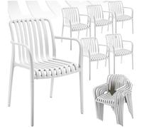 Chaises de jardin - TECTAKE - Lot de 6 chaises ALCUDIA empilables et résistantes aux intempéries et UV 54,5 x 58 x 80,5 cm - Crème