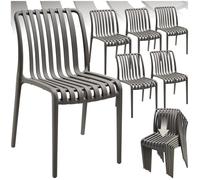 Chaises de jardin - TECTAKE - Lot de 6 chaises ALCUDIA empilables résistantes intempéries et UV 47 x 58 x 80,5 cm - Gris anthracite