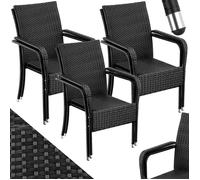 Chaises de jardin - TECTAKE - Lot de 6 fauteuils de repas d'extérieur en rotin résistants aux UVs 58 x 67 x 90 cm - Noir