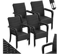 Chaises de jardin - TECTAKE - Lot de 8 fauteuils de repas d'extérieur en rotin résistants aux UVs 58 x 67 x 90 cm - Noir