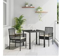 Chaises de jardin vidaXL 2 pcs avec coussins Noir Poly Rattan 42003445