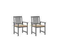 4x Chaises de Jardin avec Coussins Gris Bois d'Acacia Massif Extérieur vidaXL