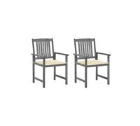 4x Chaises de Jardin avec Coussins Gris Bois d'Acacia Massif Extérieur vidaXL