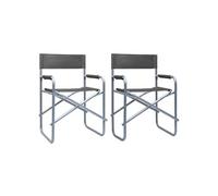 2x Chaises de Metteur en Scène Acier Noir Jardin Camping Extérieur vidaXL
