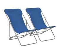 Chaises de plage pliables lot de 2 Acier et tissu oxford Bleu Bleu G