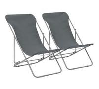 Chaises de plage pliables lot de 2 Acier et tissu oxford Gris Gris G