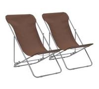 Chaises de plage pliables lot de 2 Acier et tissu oxford Marron Marron G