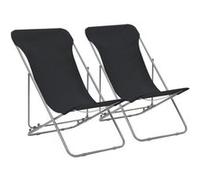 Chaises de plage pliables lot de 2 Acier et tissu oxford Noir Noir G