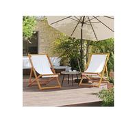 Chaises de plage pliables lot de 2 blanc crème tissu3214495