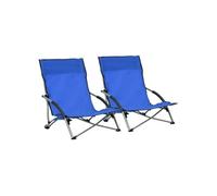 Chaises de plage pliables lot de 2 Bleu Tissu