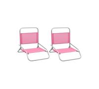 Vidaxl Chaises De Plage Pliables Lot De 2 Rose Tissu Rose