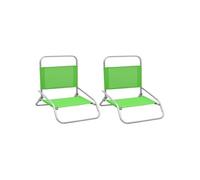 Chaises de plage pliables lot de 2 Vert Tissu