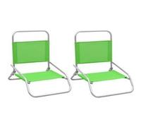 Vidaxl Chaises De Plage Pliables Lot De 2 Vert Tissu Vert