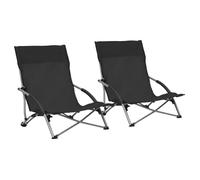 Vidaxl Chaises De Plage Pliables 2 Pcs Noir Tissu Noir
