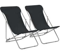 Chaises de plage pliantes 2 pcs. acier et tissu Oxford noir