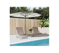 Chaises de plage pliantes 2pcs textilène acier enduit de poudre 360191