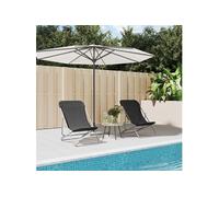 Chaises de plage pliantes 2pcs textilène acier enduit de poudre, chaise longue, chaise de camping, chaise de patio, 360188
