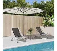 Chaises de plage pliantes lot de 2 gris aluminium et textilène Gris G