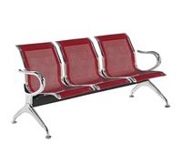 Chaises de Réception de Bureau 3 Places, Bancs de Mobilier D'attente, Bancs de Réception D'aéroport avec Dossier et Accoudoirs, Chaise de Réception D'invité for Aéroport, Marché, Banque, Hôpital(Red)