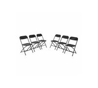 Chaises De Réception Pliantes - Fiesta - 6 Chaises D'appoint En Plastique Gris Foncé Et Métal Gris