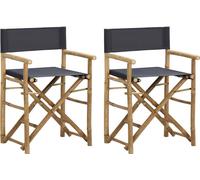 Chaises de régie pliantes 2 pcs. Gris foncé bambou et tissu