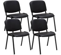 CLP Chaises de visiteur Ken – Lot de 4 – Similicuir, empilables, piètement en métal noir – Noir
