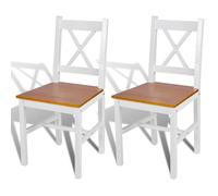 Chaises De Salle À Manger 2 Pcs Blanc Bois De Pin Marron