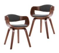 2x Bois Courbé Chaises de Salle à Manger Chaises à Dîner Sièges à Manger Chaises de Repas Chaises de Cuisine Maison Intérieur Tissu Gris