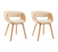 Chaises De Salle À Manger 2 Pcs Crème Bois Courbé Et Similicuir